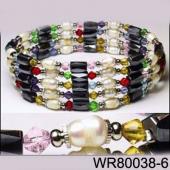 36inch Rainbow Glass, Freshwater Pearl Magnetic Wrap Bracelet Necklace All in One Set